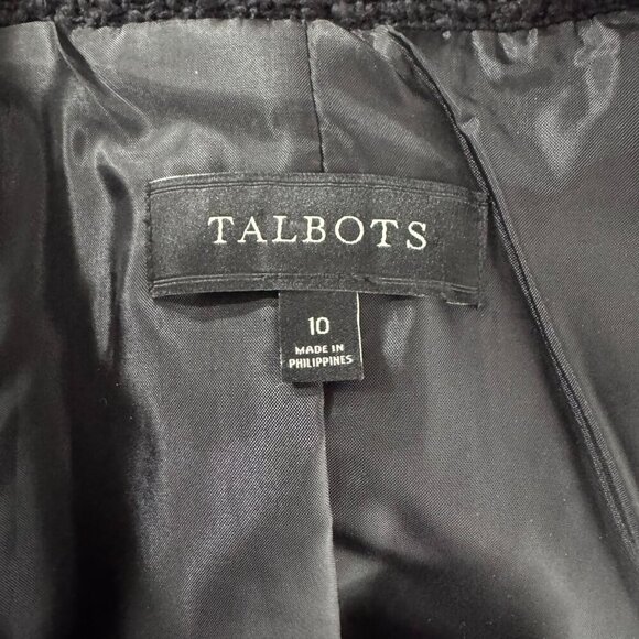 Talbots Tweed Blazer Jacket Womens Size 10 Black White Cotton Office CJ-1884 - Picture 7 of 8